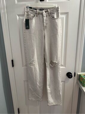 Wild Fable High-Rise Distressed Straight Jeans - Light Grey
